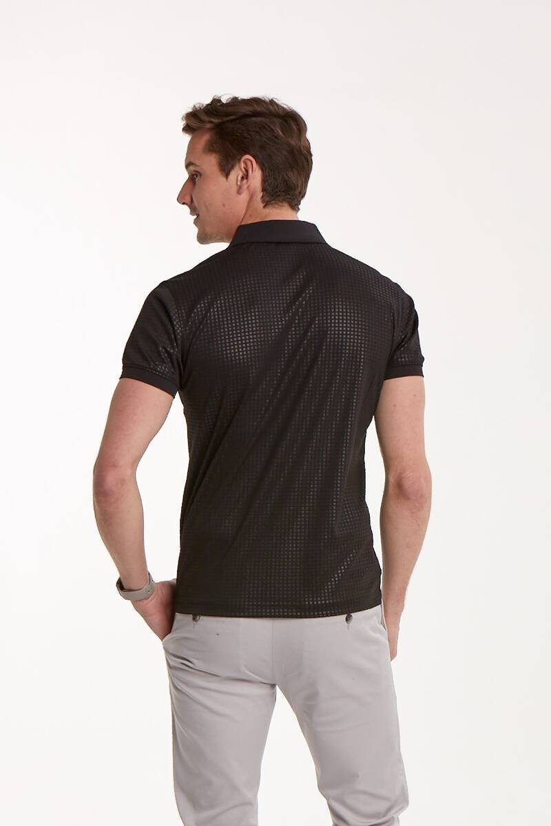 Line and VJ Printed Polo Neck Men's T-Shirt - 26