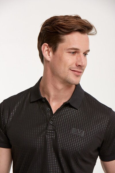 Line and VJ Printed Polo Neck Men's T-Shirt - 27