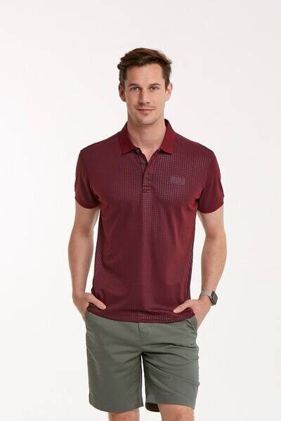 Line and VJ Printed Polo Neck Men's T-Shirt - 22