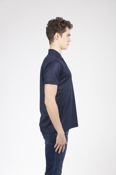 Line and VJ Printed Polo Neck Men's T-Shirt - 20