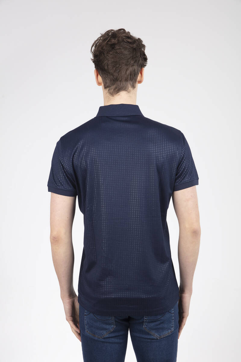 Line and VJ Printed Polo Neck Men's T-Shirt - 21