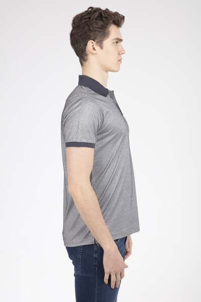 Line and VJ Printed Polo Neck Men's T-Shirt - 16