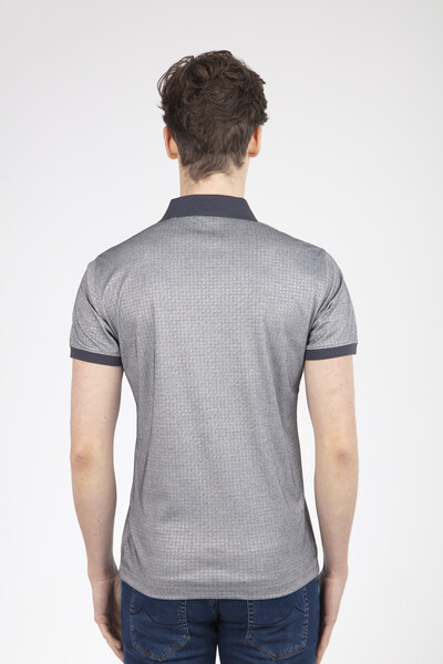 Line and VJ Printed Polo Neck Men's T-Shirt - 17