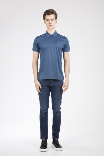 Line and VJ Printed Polo Neck Men's T-Shirt - 10