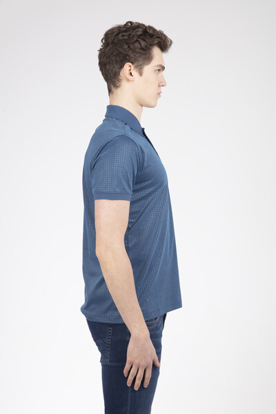 Line and VJ Printed Polo Neck Men's T-Shirt - 12