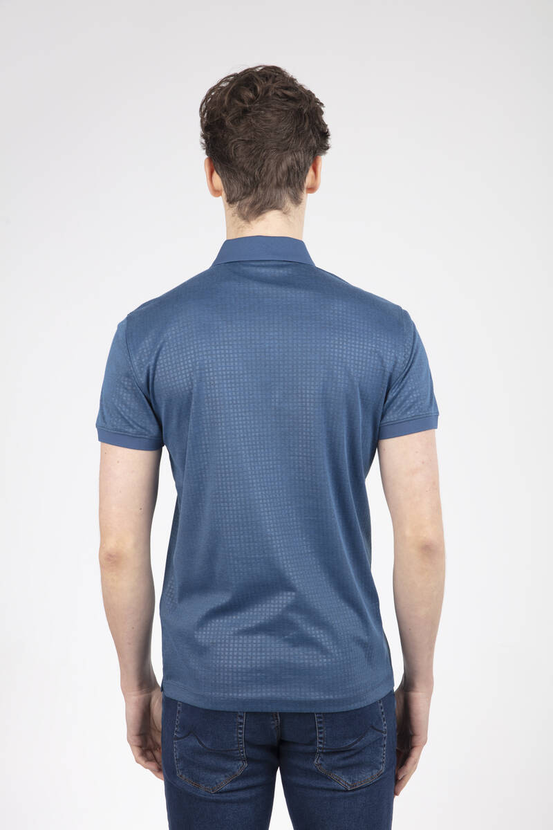 Line and VJ Printed Polo Neck Men's T-Shirt - 13