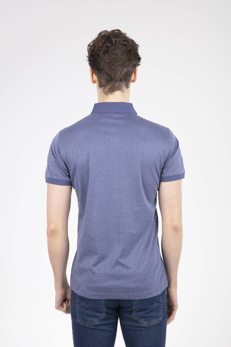 Line and VJ Printed Polo Neck Men's T-Shirt - 9