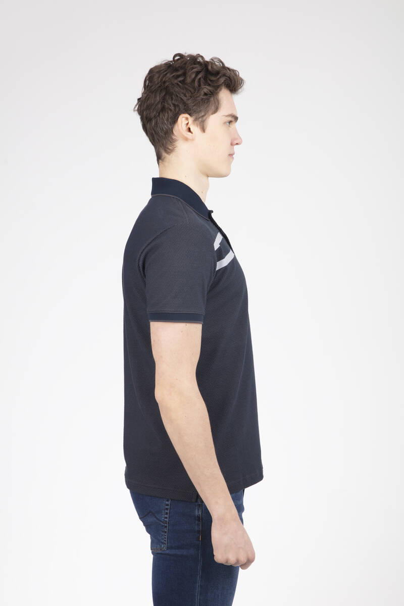 Line and VJ Printed Polo Neck T-Shirt
