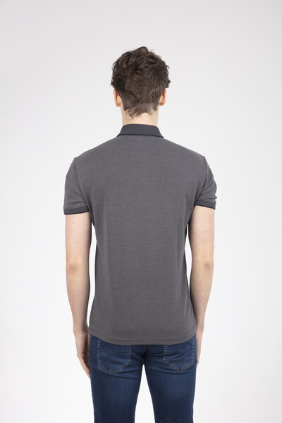 Line and VJ Printed Polo Neck T-Shirt - Thumbnail