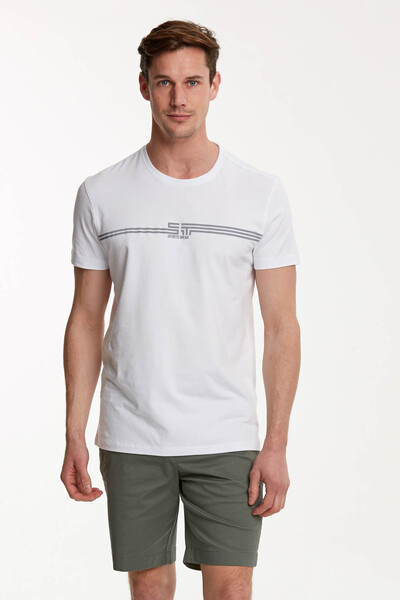 VOLTAJ - Line Printed Round Neck Men's T-Shirt (1)