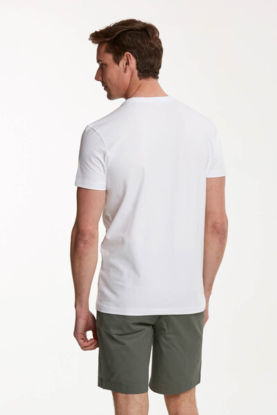 Line Printed Round Neck Men's T-Shirt - Thumbnail