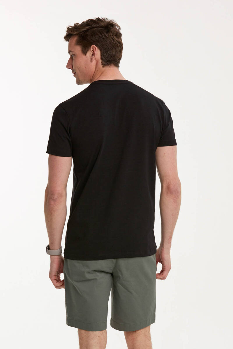 Line Printed Round Neck Men's T-Shirt