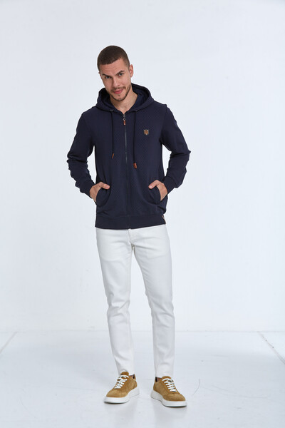 Lion Hooded Men's Sweatshirt Navy Blue - 3