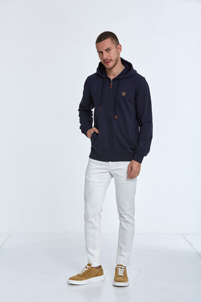 Lion Hooded Men's Sweatshirt Navy Blue - 4