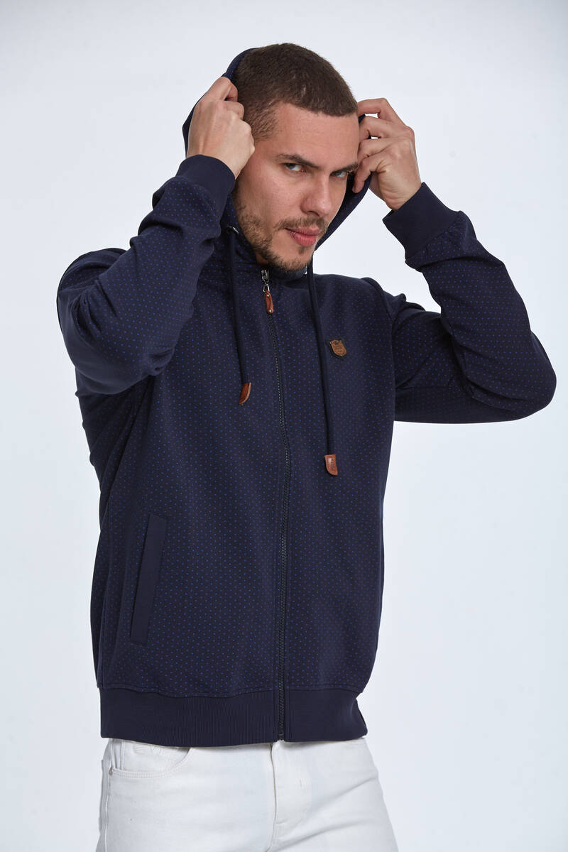 Lion Hooded Men's Sweatshirt Navy Blue - 5