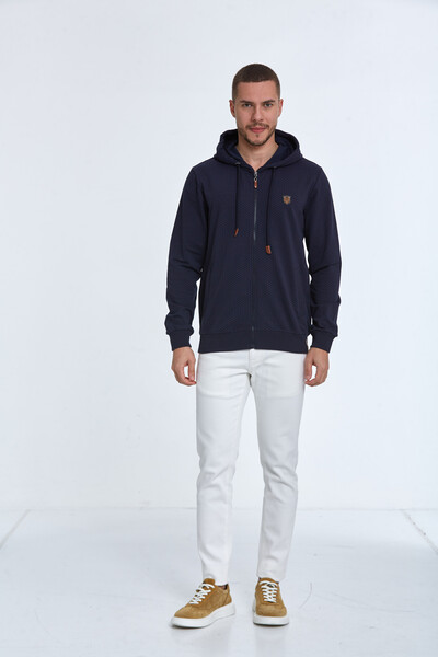Lion Kapüşonlu Erkek Sweatshirt Lacivert - 2