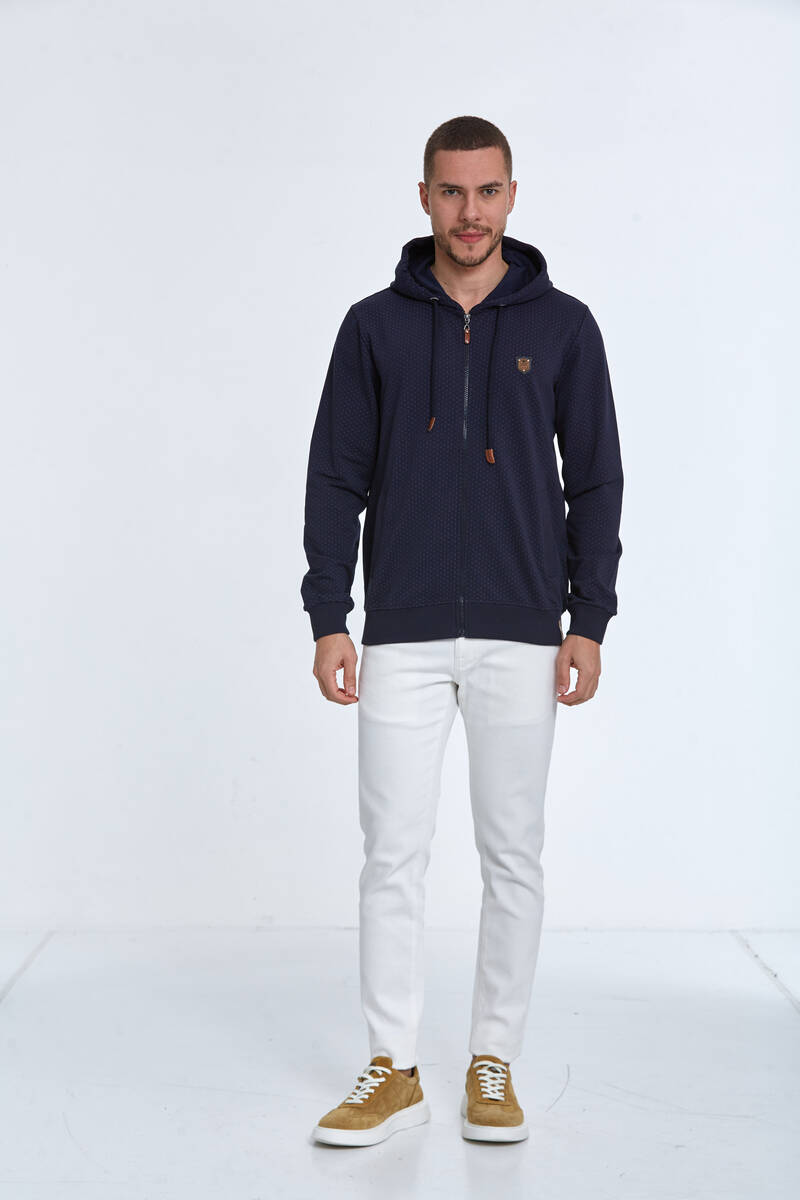 Lion Kapüşonlu Erkek Sweatshirt Lacivert - 2