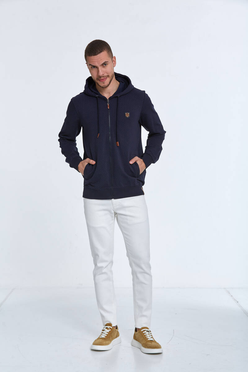 Lion Kapüşonlu Erkek Sweatshirt Lacivert - 3