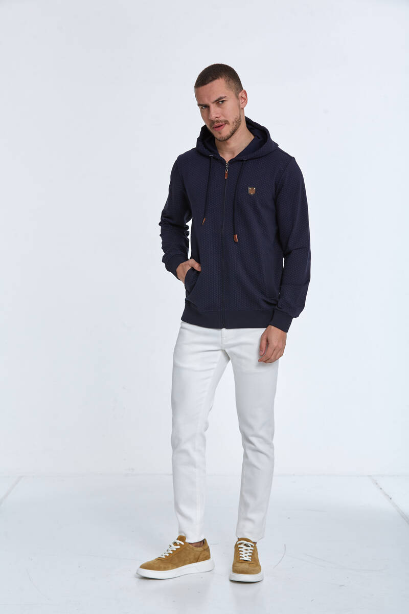Lion Kapüşonlu Erkek Sweatshirt Lacivert - 4