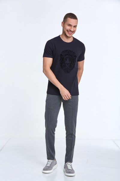 VOLTAJ - Lion Printed Crew Neck Men's T-Shirt (1)