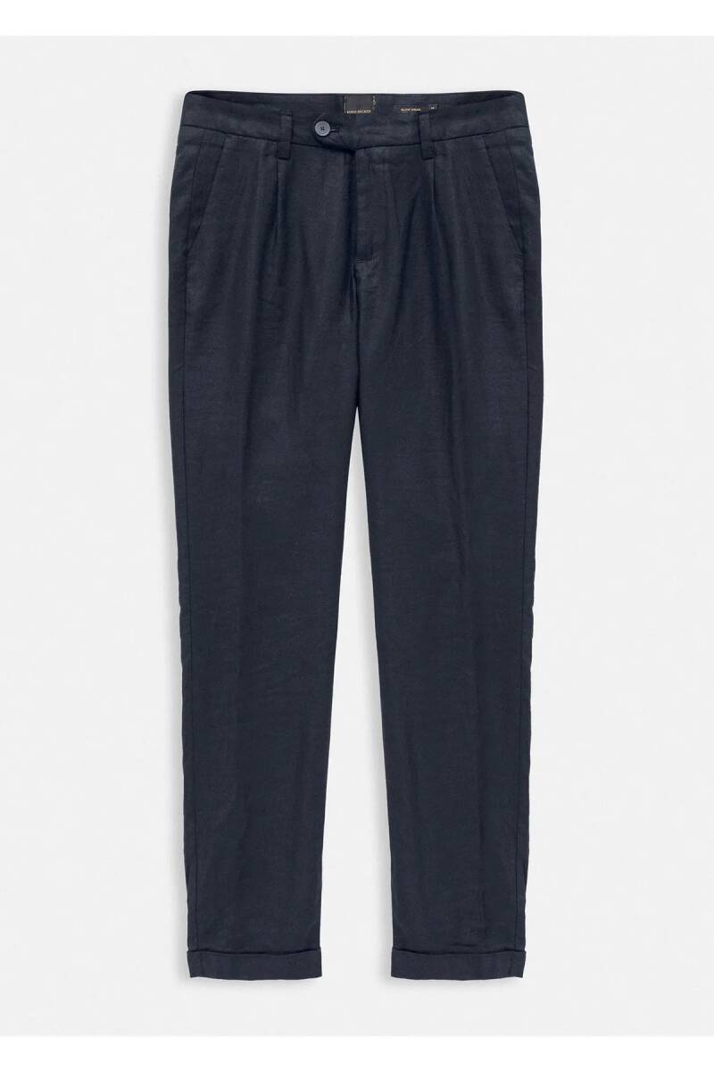 Lizbon Lacivert Renk Keten Karışımlı Chino Pantolon - 2
