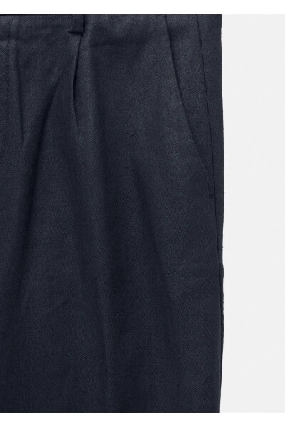 Lizbon Lacivert Renk Keten Karışımlı Chino Pantolon - 4