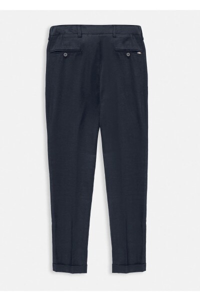 Lizbon Lacivert Renk Keten Karışımlı Chino Pantolon - 5