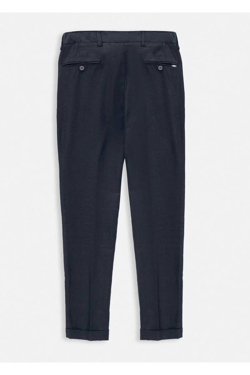 Lizbon Lacivert Renk Keten Karışımlı Chino Pantolon - 5