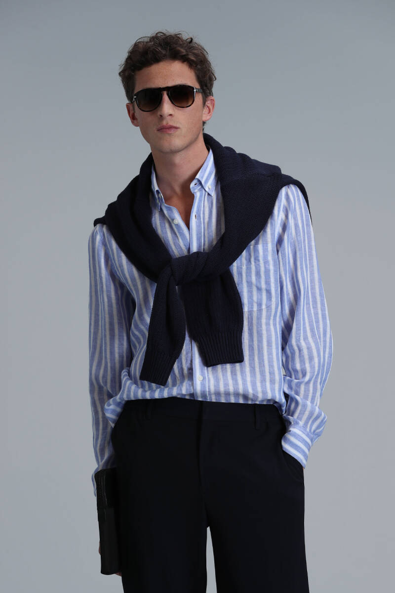 London Men's Basic Shirt Regular Fit Blue - 3