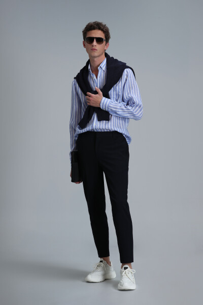 London Men's Basic Shirt Regular Fit Blue - 4