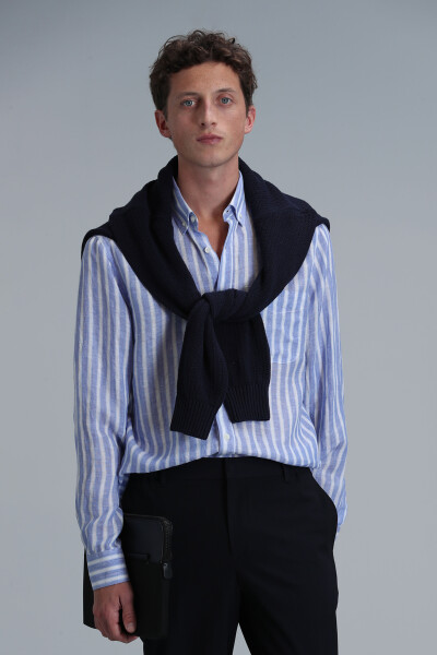 London Men's Basic Shirt Regular Fit Blue - 5