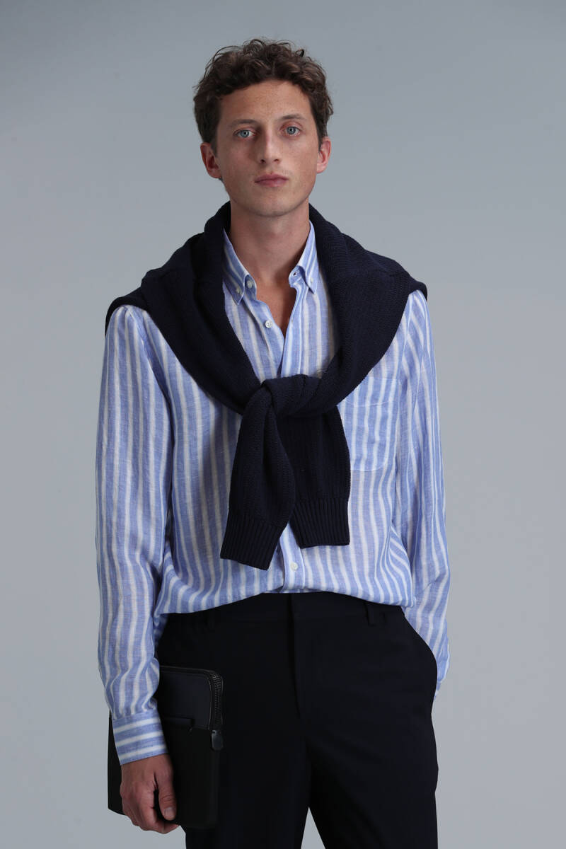 London Men's Basic Shirt Regular Fit Blue - 5