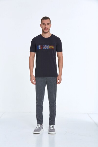 Lotus Baskılı Erkek Tişört Siyah - 2