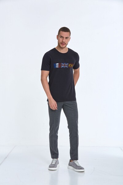 Lotus Printed Men's T-Shirt Black - 3