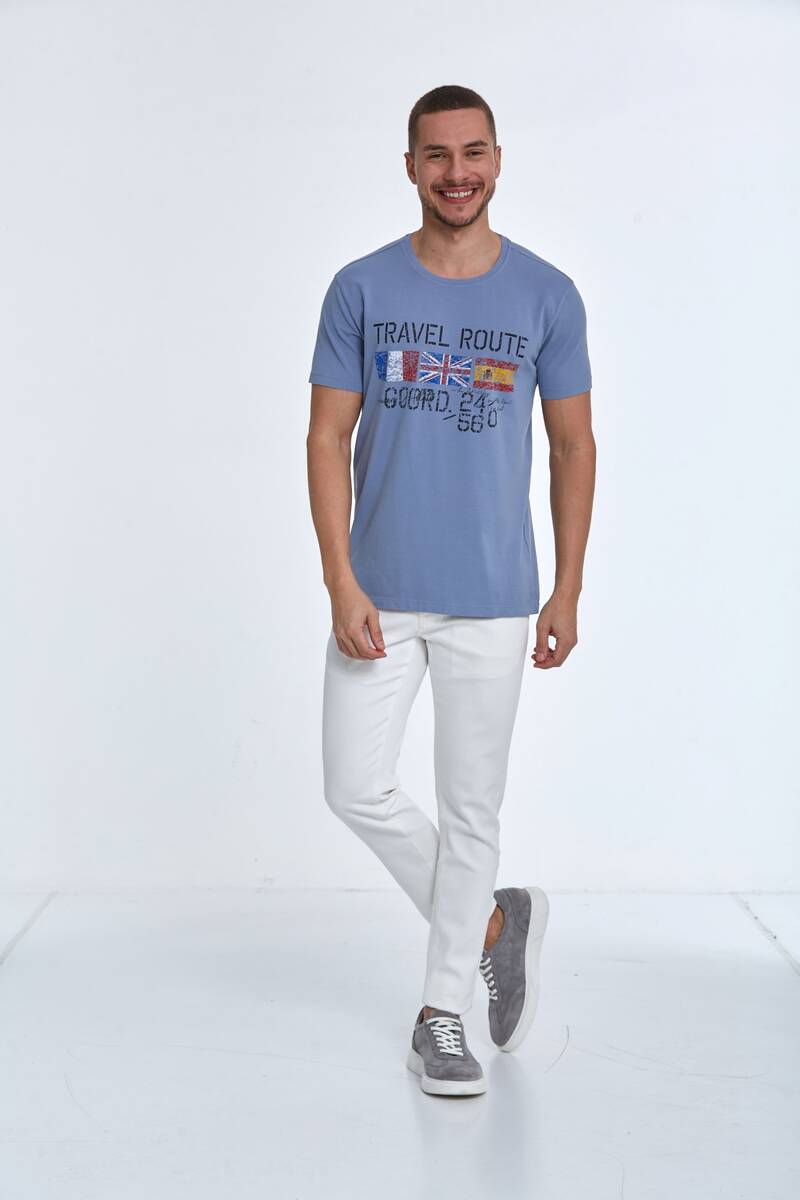 Lotus Printed Men's T-Shirt Gray - 3