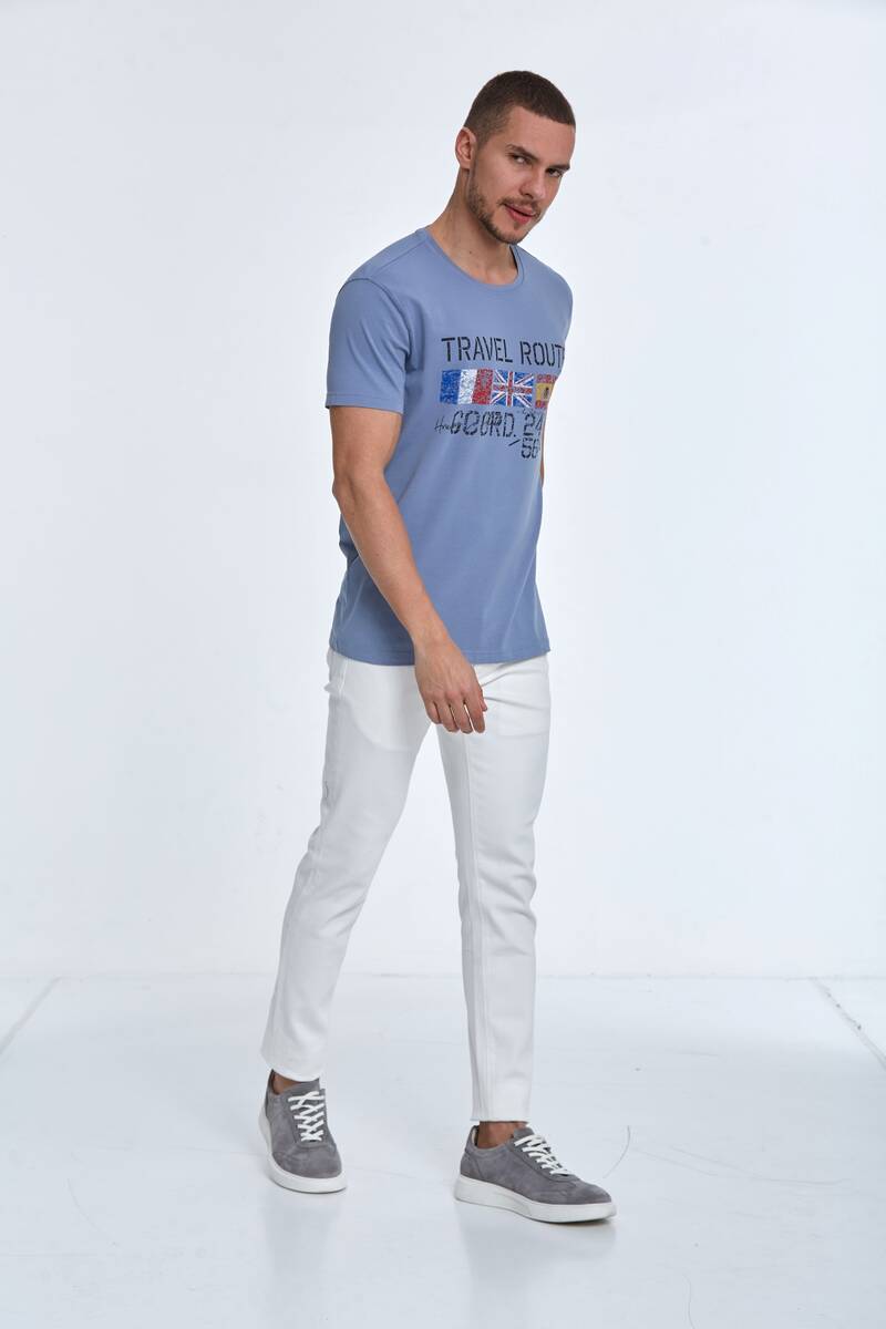 Lotus Printed Men's T-Shirt Gray - 4
