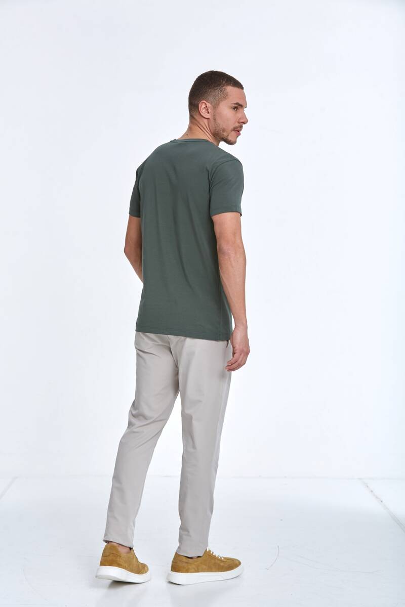 Lotus Printed Men's T-Shirt Khaki - 5