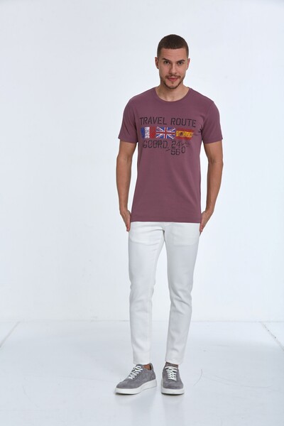 Lotus Printed Men's T-Shirt Plum - 2