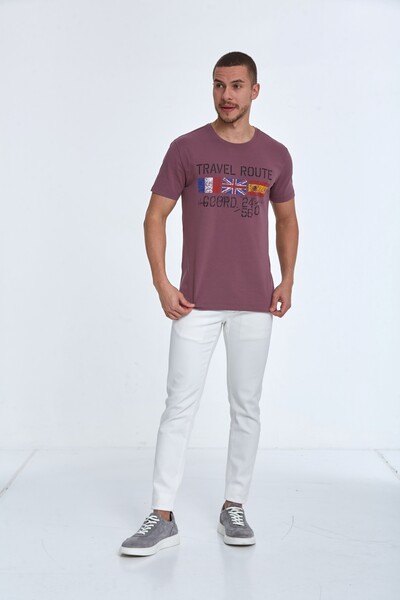 Lotus Printed Men's T-Shirt Plum - 4
