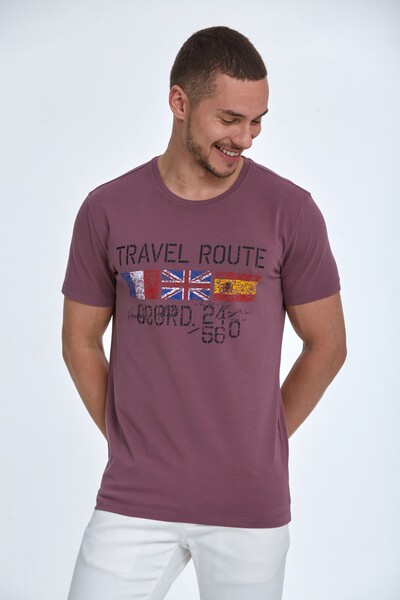 Lotus Printed Men's T-Shirt Plum 