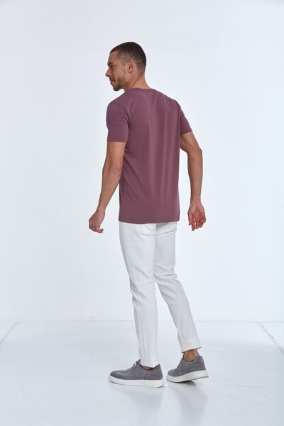 Lotus Printed Men's T-Shirt Plum - 5