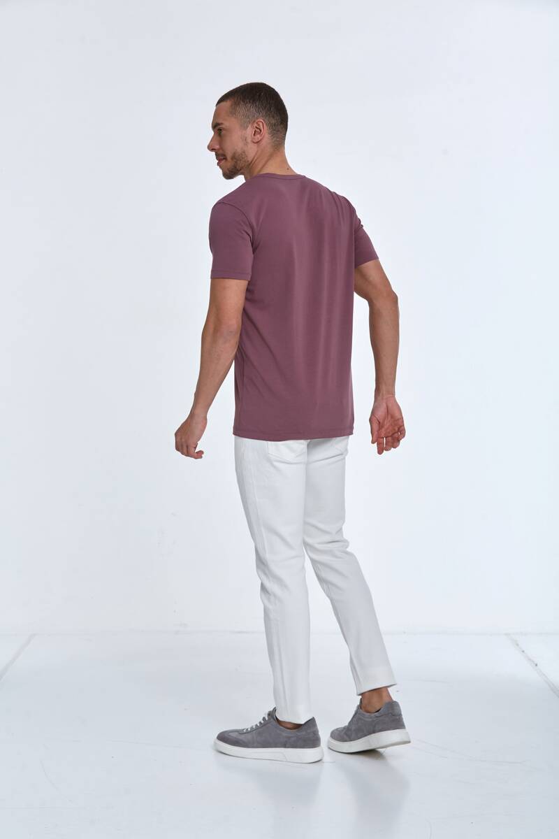 Lotus Printed Men's T-Shirt Plum - 5
