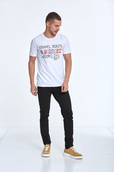 Lotus Printed Men's T-Shirt White - 4