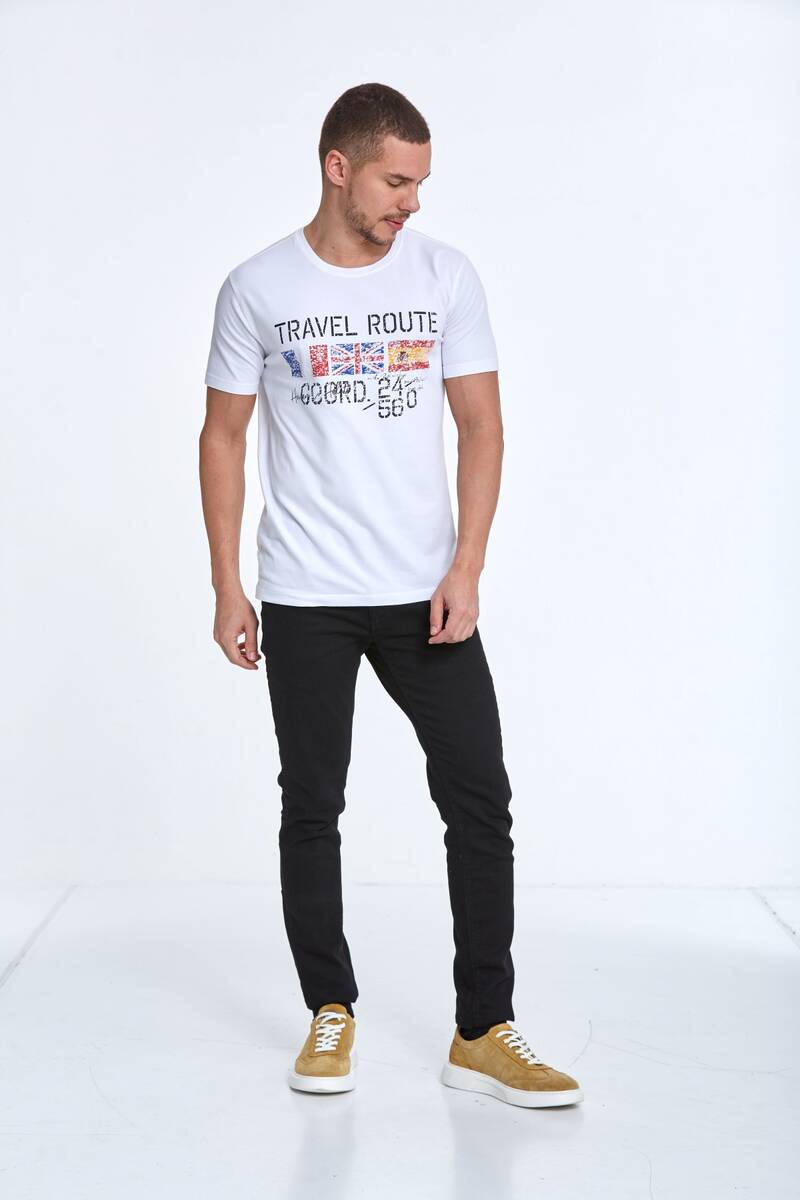 Lotus Printed Men's T-Shirt White - 4