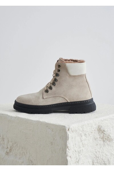 Louch Stone Color Fur Detailed Suede Boots - 2