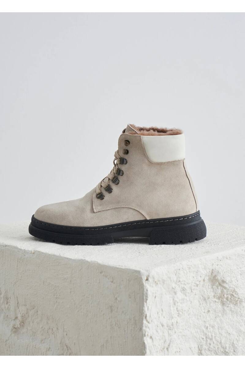 Louch Stone Color Fur Detailed Suede Boots - 2