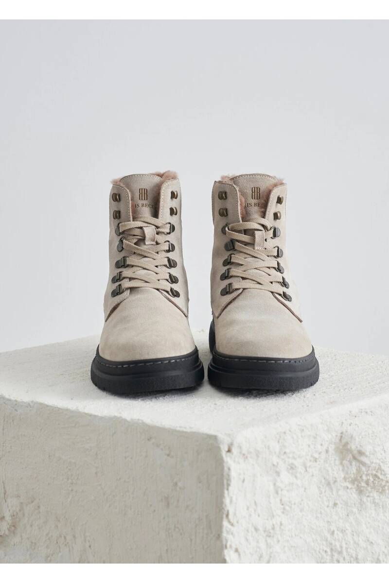 Louch Stone Color Fur Detailed Suede Boots - 3