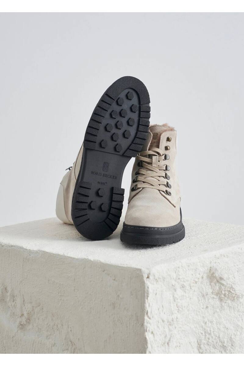 Louch Stone Color Fur Detailed Suede Boots - 6