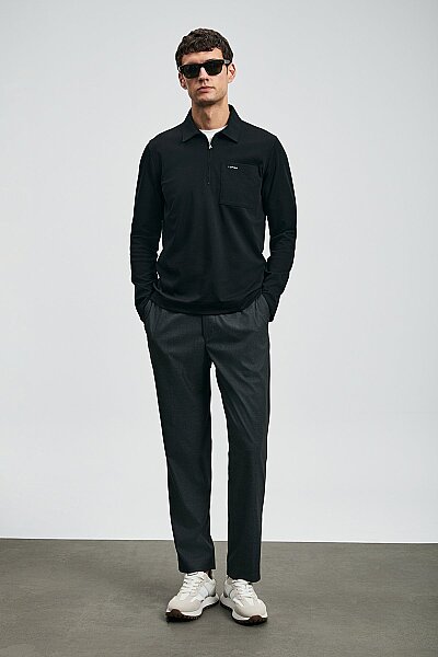 Lucas Smart Men’s Polo T-Shirt Black - LUFIAN (1)