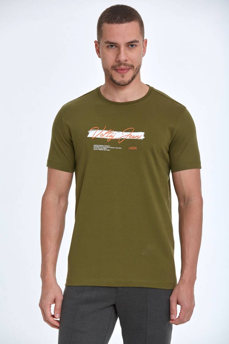 Lupe Printed Men's T-Shirt Khaki - 1